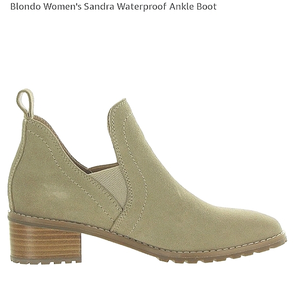 Blondo Sandra Waterproof Ankle Boots in Sand Suede Leather Square Toe Cushioned - Picture 2 of 13